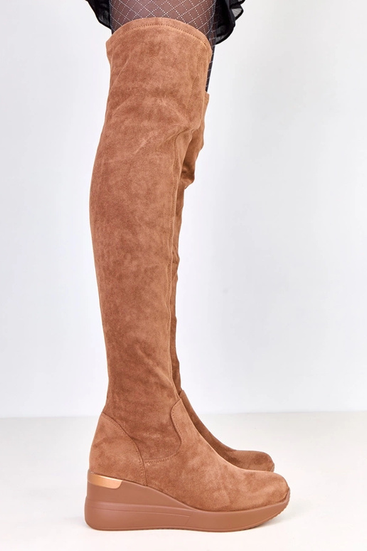 Brązowe kozaki ekozamszowe na...