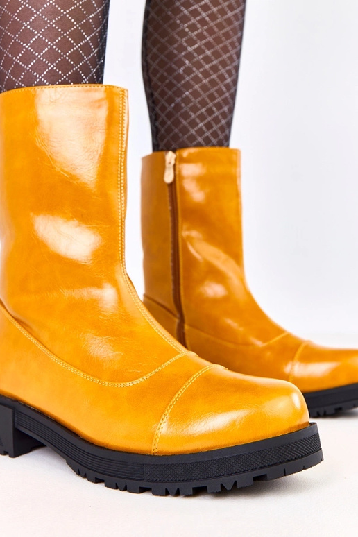 Pomarańczowe botki damskie na płaskie... Pomarańczowe botki damskie na płaskie...