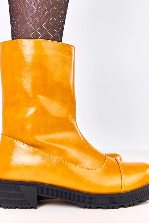 Pomarańczowe botki damskie na płaskie... Pomarańczowe botki damskie na płaskie...