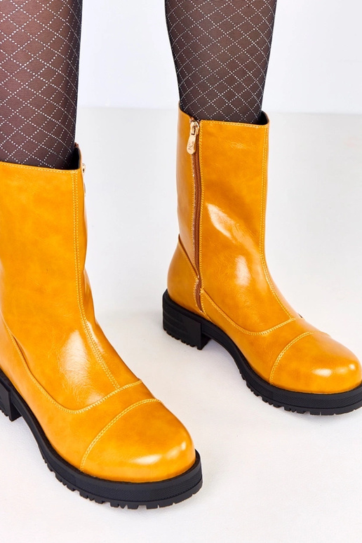 Pomarańczowe botki damskie na płaskie... Pomarańczowe botki damskie na płaskie...