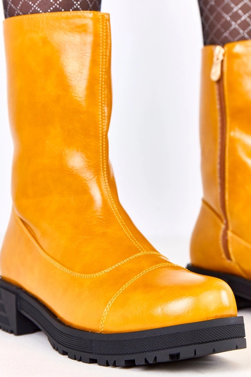 Pomarańczowe botki damskie na płaskie... Pomarańczowe botki damskie na płaskie...