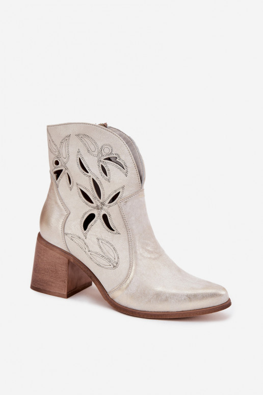 Botas femininas com elementos abertosHabilitadoturalnej Skóry com salto Zazoo 3690 cor dourada Przecierany Botas femininas com elementos abertosHabilitadoturalnej Skóry com salto Zazoo 3690 cor dourada Przecierany