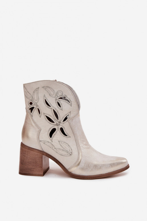 Botas femininas com elementos abertosHabilitadoturalnej Skóry com salto Zazoo 3690 cor dourada Przecierany Botas femininas com elementos abertosHabilitadoturalnej Skóry com salto Zazoo 3690 cor dourada Przecierany