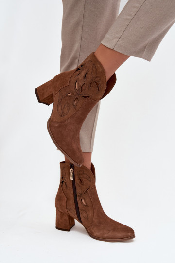 Camurça a céu aberto Botas femininas Zazoo 3647 cor marrom