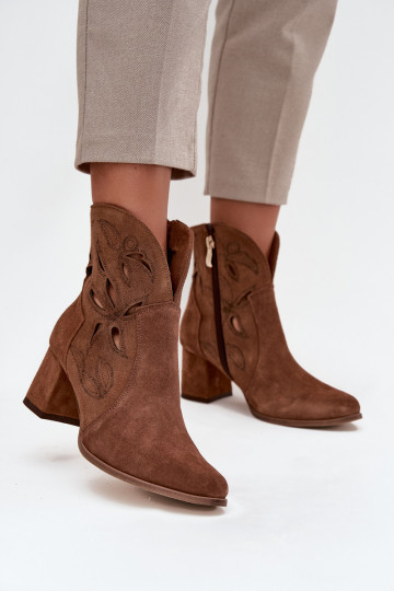 Camurça a céu aberto Botas femininas Zazoo 3647 cor marrom 2