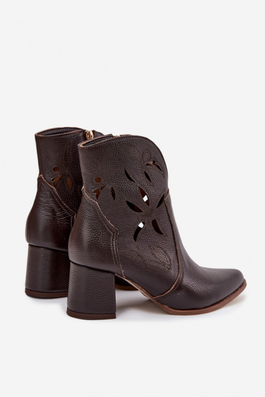 Pele com elementos abertos Botas femininas Zazoo 3647 CzekoladoParae