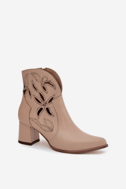 Pele com elementos abertos Botas femininas Zazoo 3647 cor de marfim