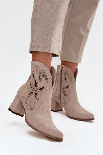 Camurça a céu aberto Botas femininas Zazoo 3647 cor capuccino