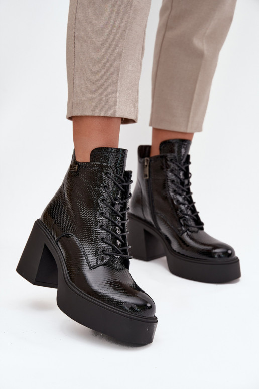 com efeito verniz Pele Botas femininas com uma plataforma I Registro Vinceza 66817 cor preta com efeito verniz Pele Botas femininas com uma plataforma I Registro Vinceza 66817 cor preta