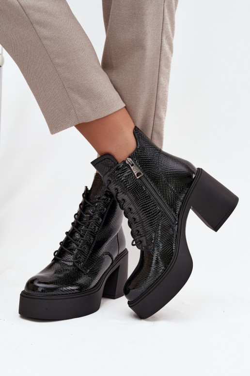 com efeito verniz Pele Botas femininas com uma plataforma I Registro Vinceza 66817 cor preta com efeito verniz Pele Botas femininas com uma plataforma I Registro Vinceza 66817 cor preta