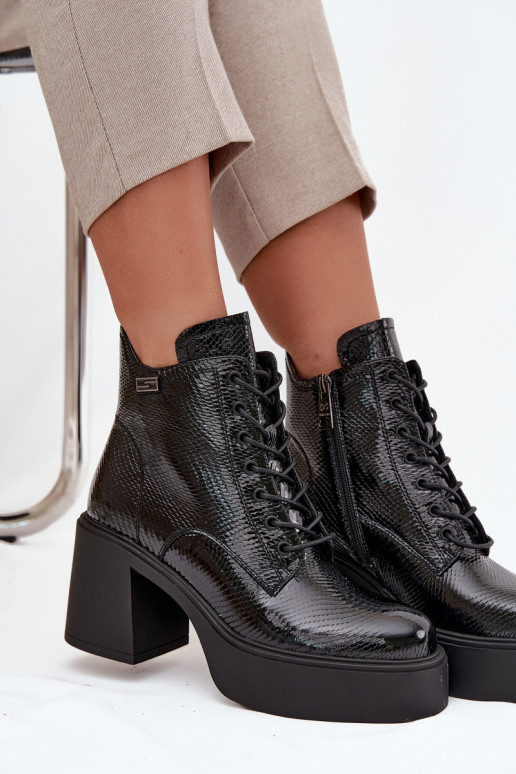 com efeito verniz Pele Botas femininas com uma plataforma I Registro Vinceza 66817 cor preta com efeito verniz Pele Botas femininas com uma plataforma I Registro Vinceza 66817 cor preta