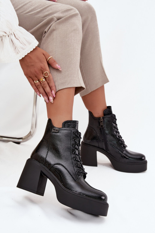 com efeito verniz Pele Botas femininas com uma plataforma I Registro Vinceza 66817 cor preta com efeito verniz Pele Botas femininas com uma plataforma I Registro Vinceza 66817 cor preta