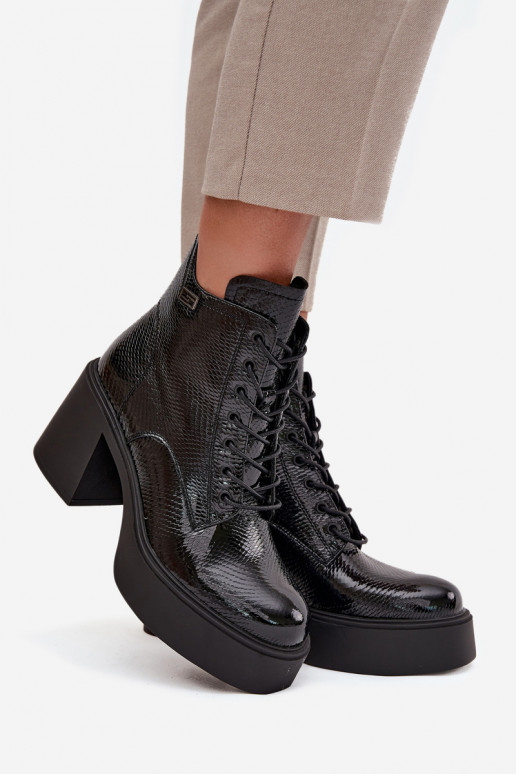 com efeito verniz Pele Botas femininas com uma plataforma I Registro Vinceza 66817 cor preta com efeito verniz Pele Botas femininas com uma plataforma I Registro Vinceza 66817 cor preta