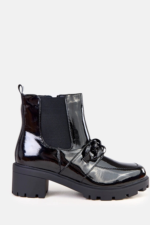 Czarne botki lakierowane zdobione... Czarne botki lakierowane zdobione...