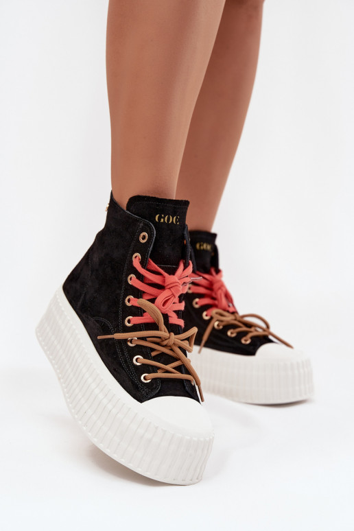 de camurça aquecimento Sapatos de lazer com uma plataforma GOE SS2N4046 cor preta