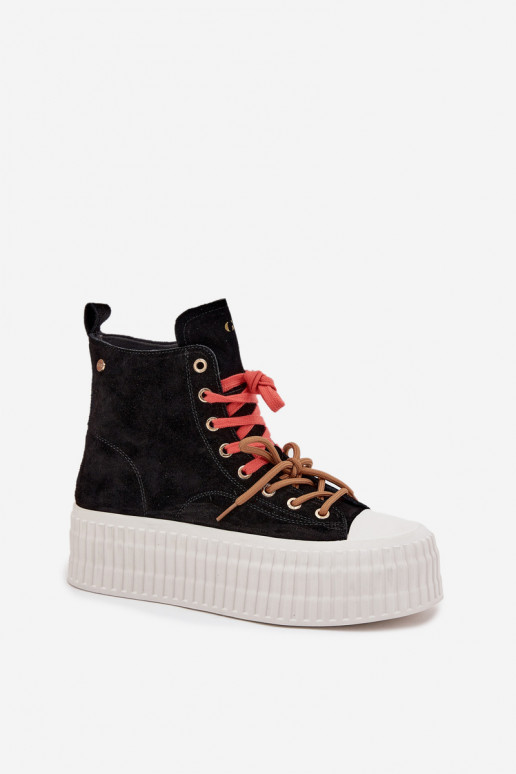 de camurça aquecimento Sapatos de lazer com uma plataforma GOE SS2N4046 cor preta