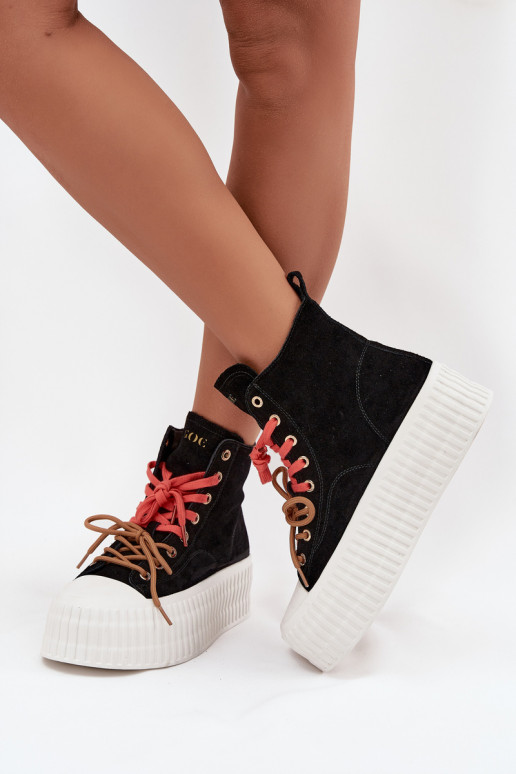 de camurça aquecimento Sapatos de lazer com uma plataforma GOE SS2N4046 cor preta