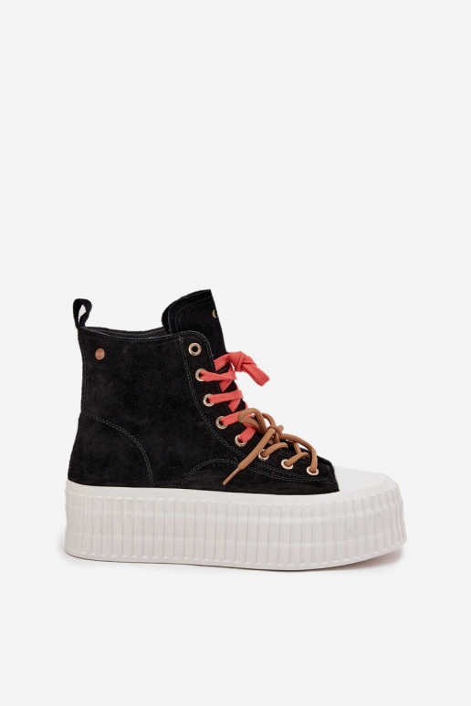 de camurça aquecimento Sapatos de lazer com uma plataforma GOE SS2N4046 cor preta