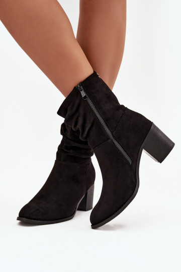 Botas femininas Com babados com salto S.Barski HY52-516 cor preta 2