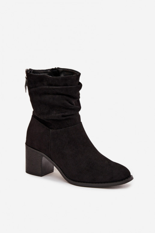 Botas femininas Com babados com salto S.Barski HY52-516 cor preta
