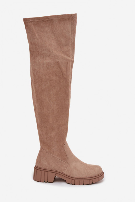 botas femininas acima do joelho S.Barski HY42-122 bege