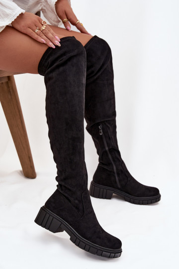 botas femininas acima do joelho S.Barski HY42-122 cor preta