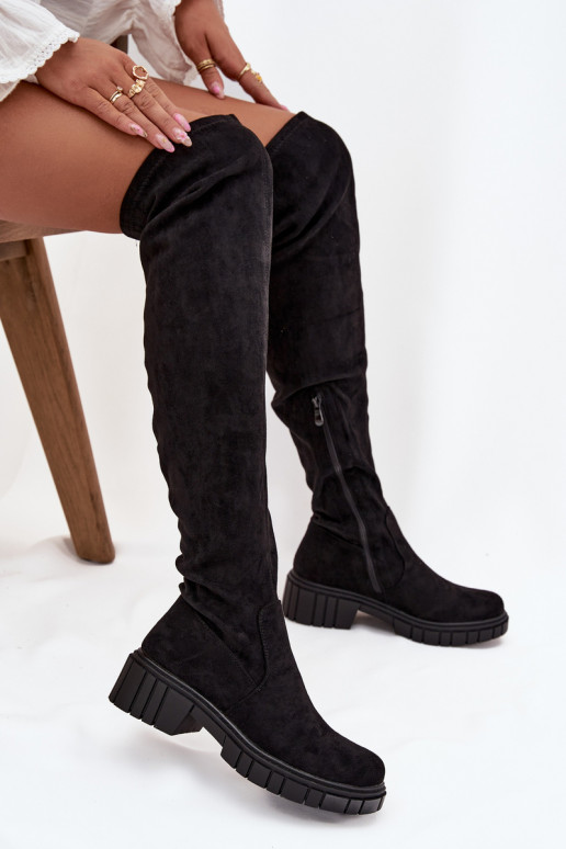 botas femininas acima do joelho S.Barski HY42-122 cor preta botas femininas acima do joelho S.Barski HY42-122 cor preta