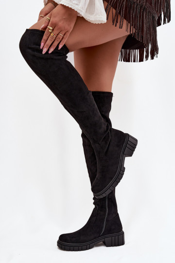 botas femininas acima do joelho S.Barski HY42-122 cor preta 2