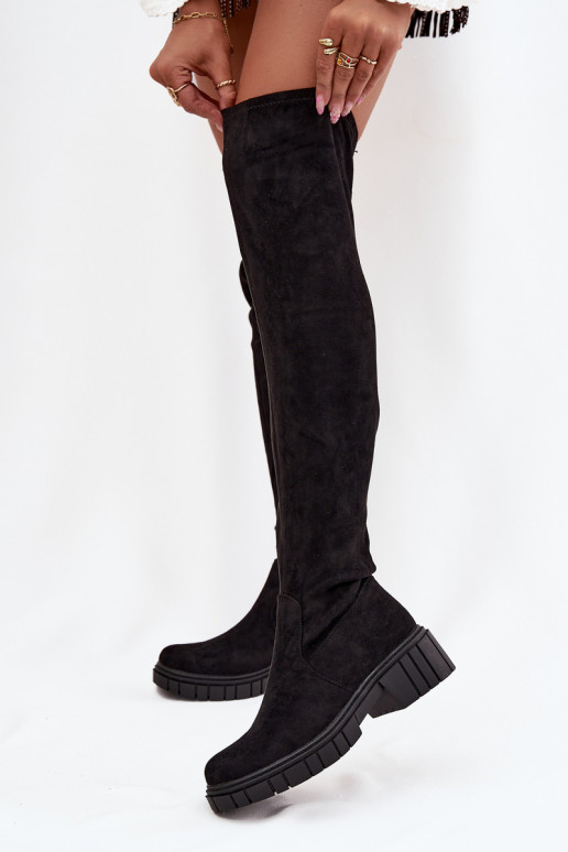 botas femininas acima do joelho S.Barski HY42-122 cor preta botas femininas acima do joelho S.Barski HY42-122 cor preta