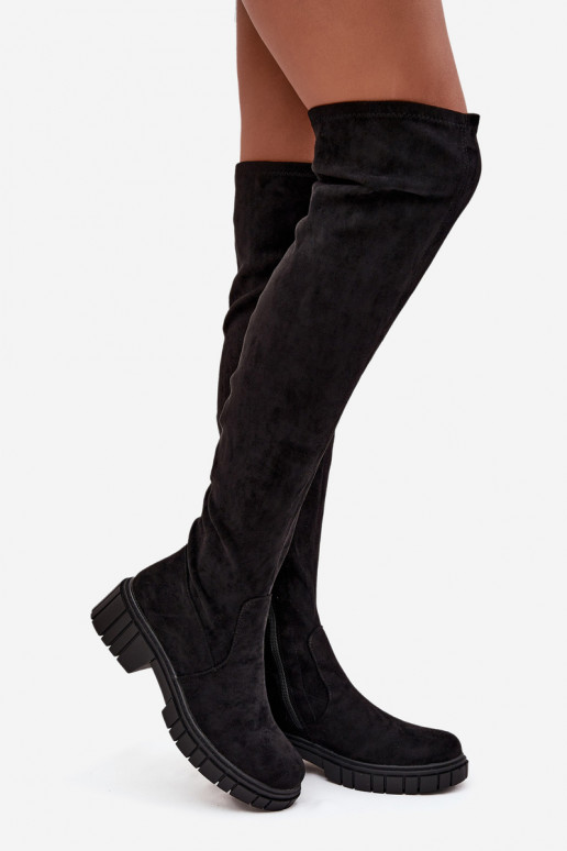 botas femininas acima do joelho S.Barski HY42-122 cor preta botas femininas acima do joelho S.Barski HY42-122 cor preta