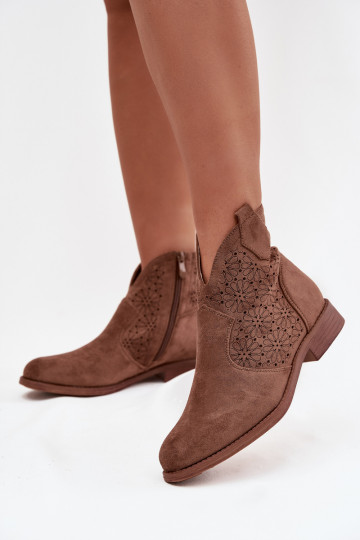 Botas femininas com salto largo S.Barski HY52-532 cor marrom 2