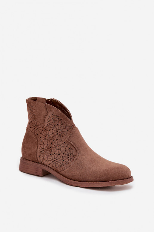 Botas femininas com salto largo S.Barski HY52-532 cor marrom