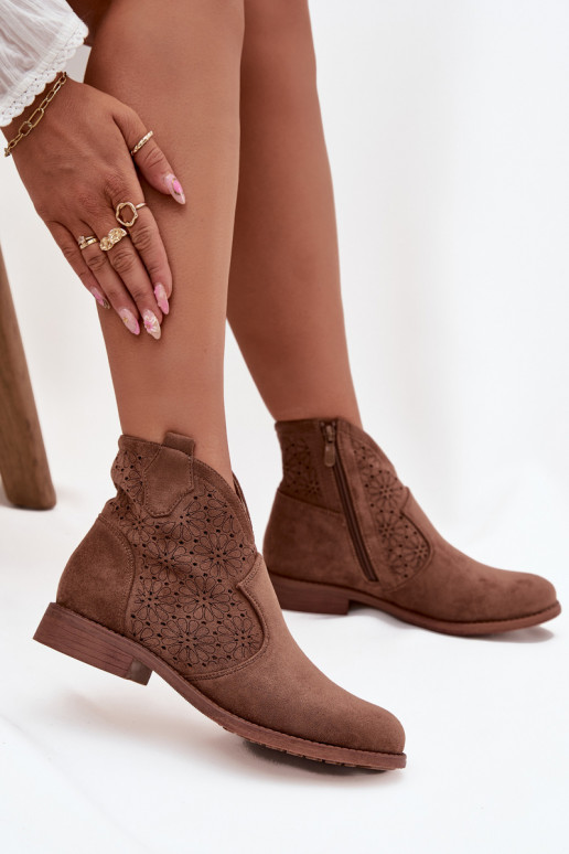 Botas femininas com salto largo S.Barski HY52-532 cor marrom