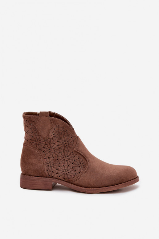 Botas femininas com salto largo S.Barski HY52-532 cor marrom