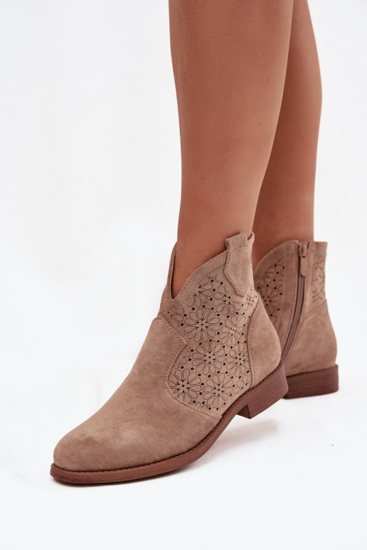 Botas femininas com salto largo S.Barski HY52-532 bege