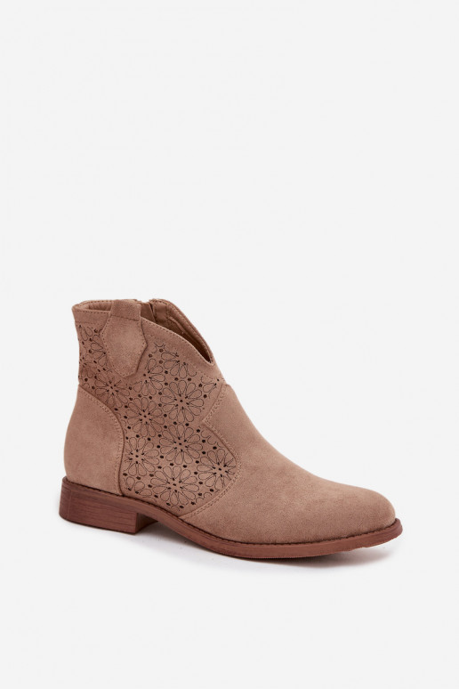 Botas femininas com salto largo S.Barski HY52-532 bege