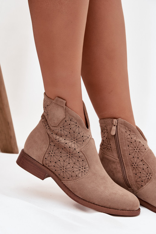 Botas femininas com salto largo S.Barski HY52-532 bege