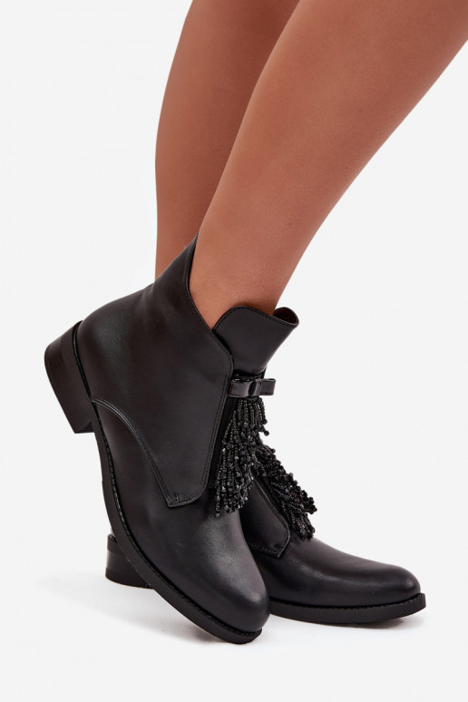 aquecimento Botas femininas com salto largo S.Barski HY42-713 cor preta