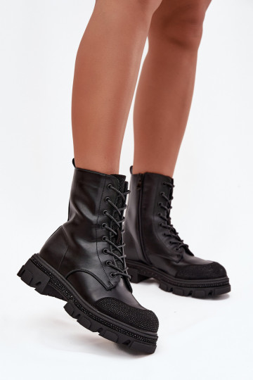 Botins de trabalho Feminino aquecimento Com decoração S.Barski HY42-982 cor preta 2