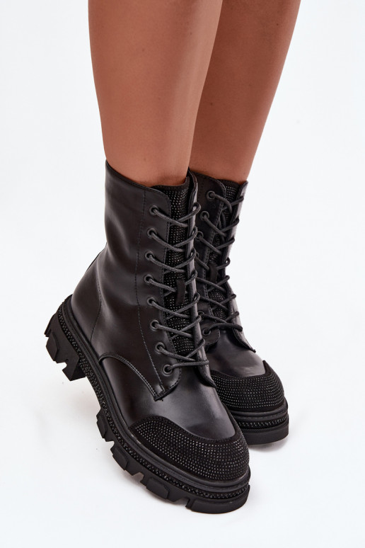 Botins de trabalho Feminino aquecimento Com decoração S.Barski HY42-982 cor preta