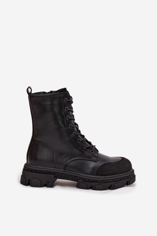 Botins de trabalho Feminino aquecimento Com decoração S.Barski HY42-982 cor preta