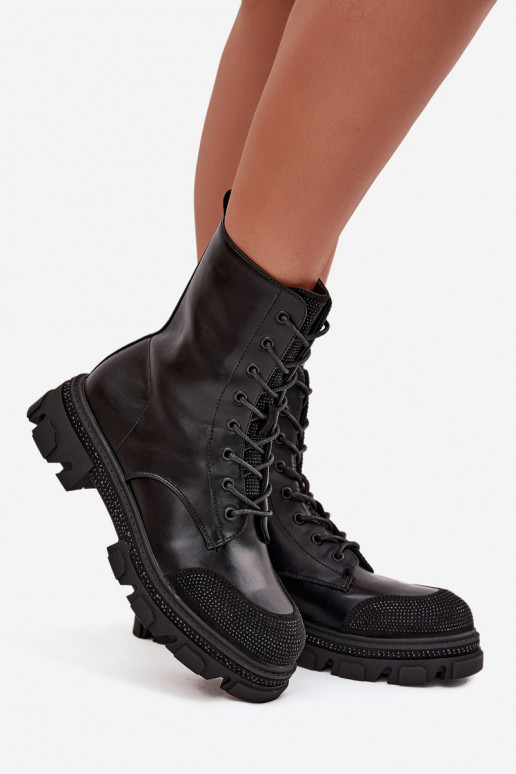 Botins de trabalho Feminino aquecimento Com decoração S.Barski HY42-982 cor preta