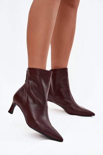 Botas femininasHabilitadoturalnej Skóry com salto D&A CR52-661 Borgonha 2