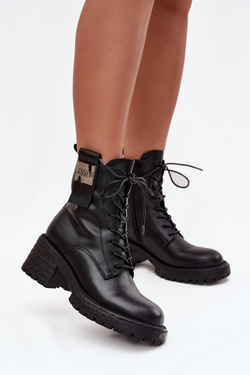 Pele Botins de trabalho Feminino Klocke Com decorações Detalem Artiker 57C0214 cor preta 2
