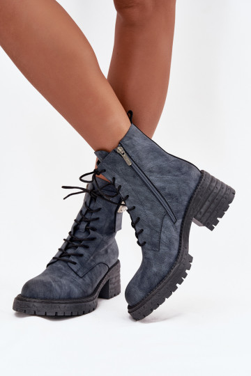 Pele Botins de trabalho Feminino Klocke Com decorações Detalem Artiker 57C0212 cor azul