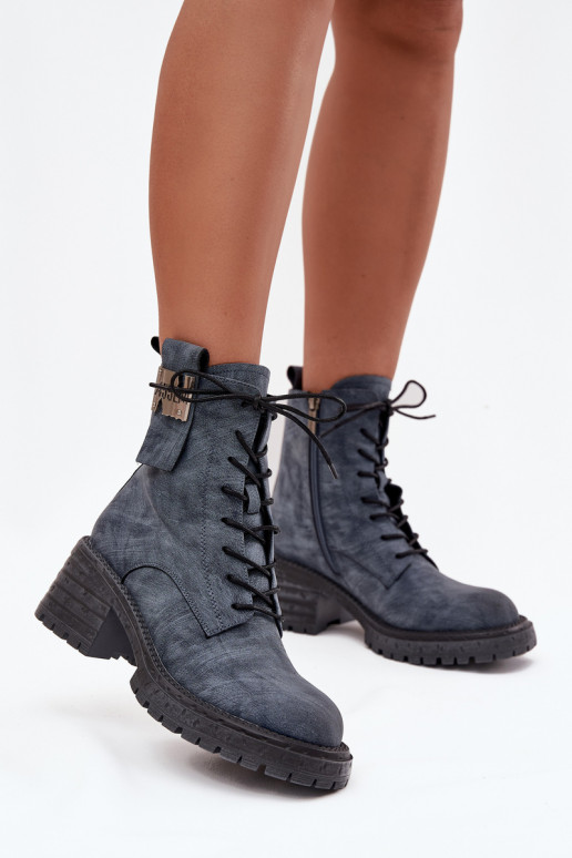 Pele Botins de trabalho Feminino Klocke Com decorações Detalem Artiker 57C0212 cor azul Pele Botins de trabalho Feminino Klocke Com decorações Detalem Artiker 57C0212 cor azul