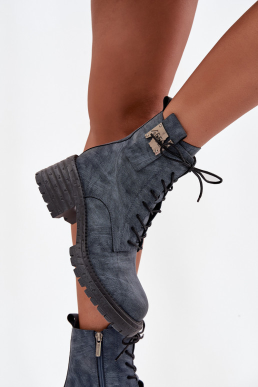 Pele Botins de trabalho Feminino Klocke Com decorações Detalem Artiker 57C0212 cor azul Pele Botins de trabalho Feminino Klocke Com decorações Detalem Artiker 57C0212 cor azul