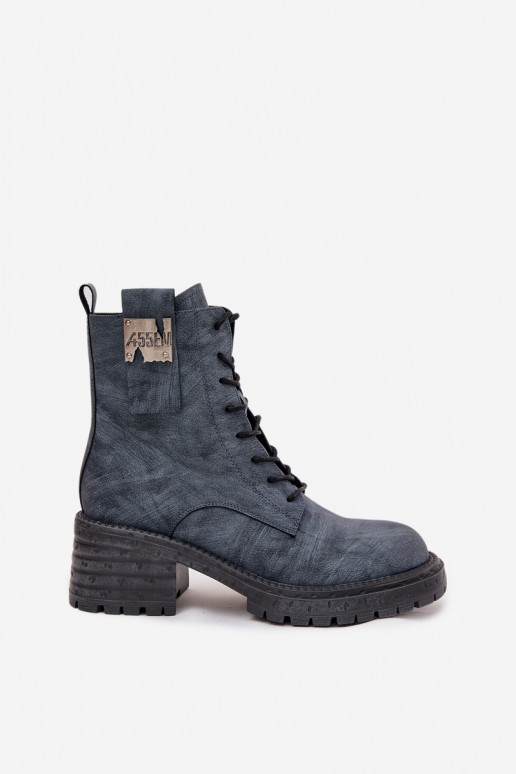 Pele Botins de trabalho Feminino Klocke Com decorações Detalem Artiker 57C0212 cor azul Pele Botins de trabalho Feminino Klocke Com decorações Detalem Artiker 57C0212 cor azul