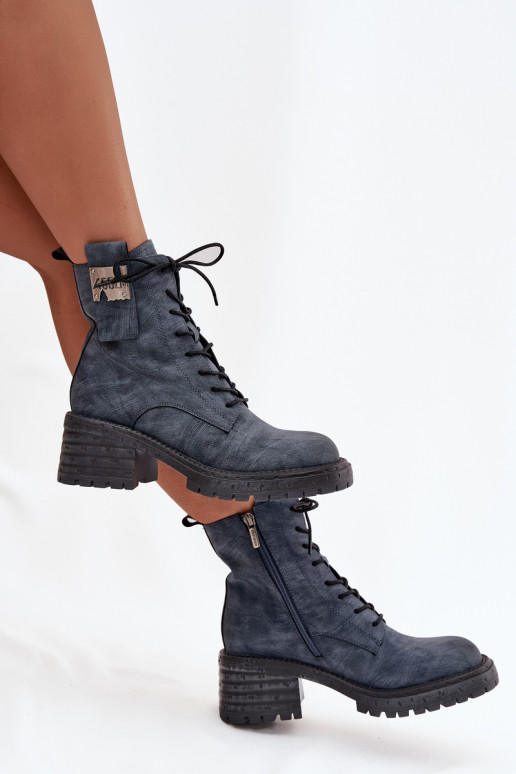 Pele Botins de trabalho Feminino Klocke Com decorações Detalem Artiker 57C0212 cor azul Pele Botins de trabalho Feminino Klocke Com decorações Detalem Artiker 57C0212 cor azul