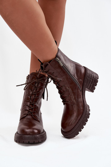 Pele Botins de trabalho Feminino Klocke Com decorações Detalem Artiker 57C0213 cor marrom 2